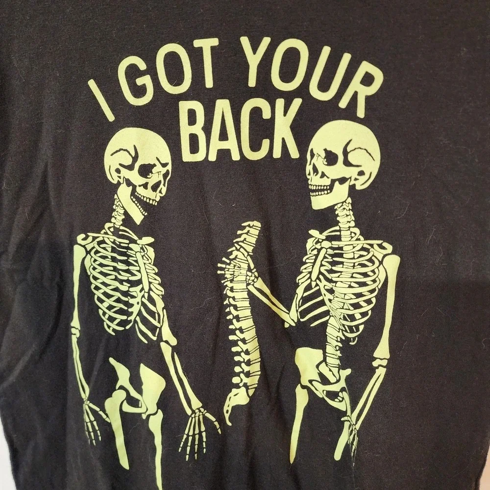 Halloween T-Shirt Skeleton I Got Your‎ Back Graphic Tee Small Funny